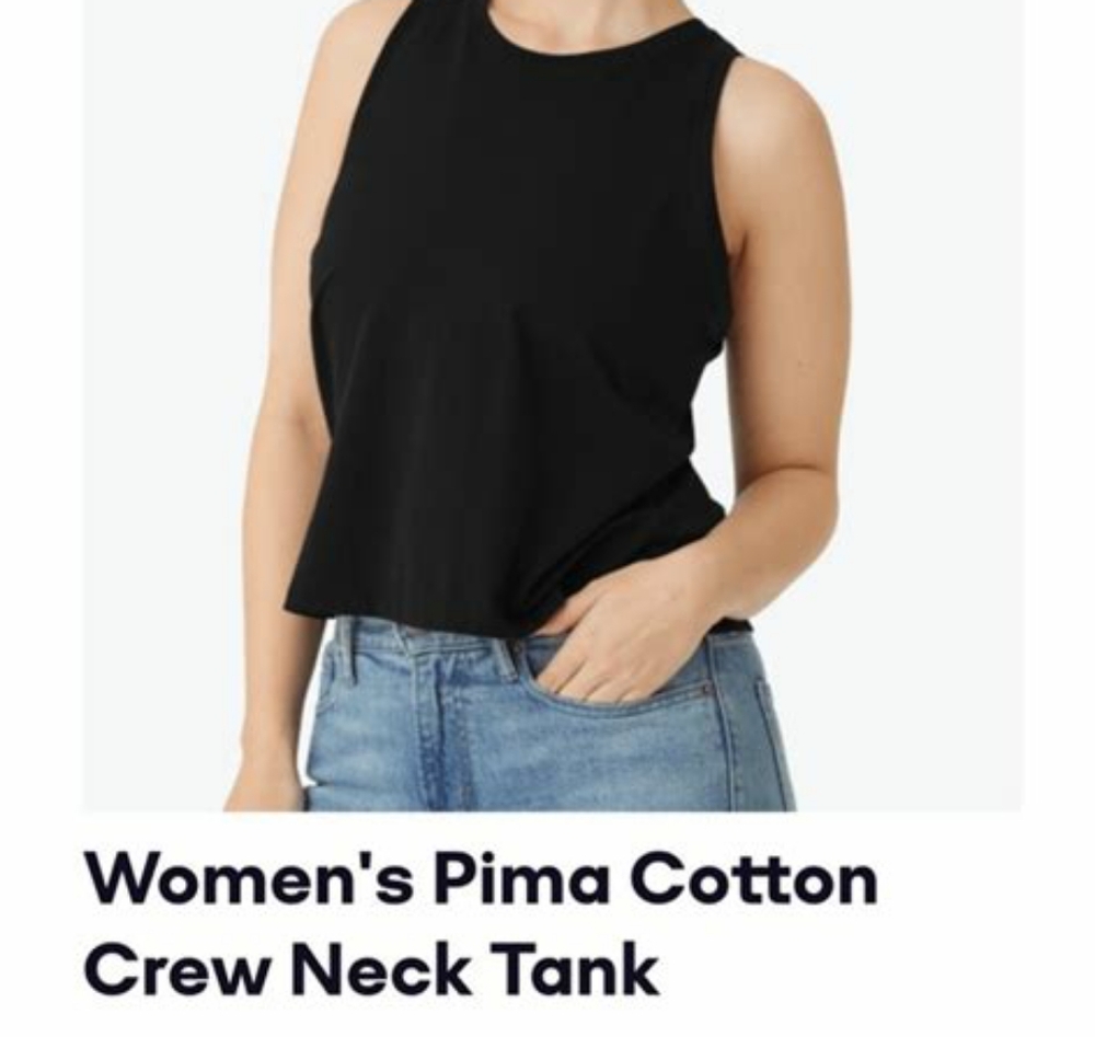 Bombas Pima Cotton Slight Crop Tank NWT